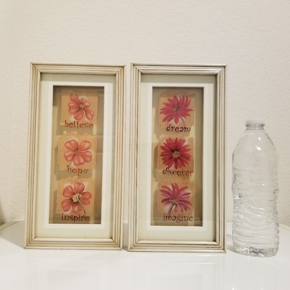 Vintage Wooden Framed Flowers Wall Decor, Flower Wood Frame Wall Art Decor - Picture 3 of 10